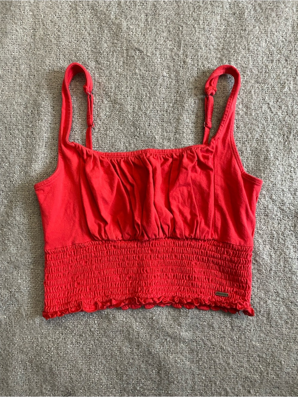 Hollister Bright Red Smocked Cami Crop Top
